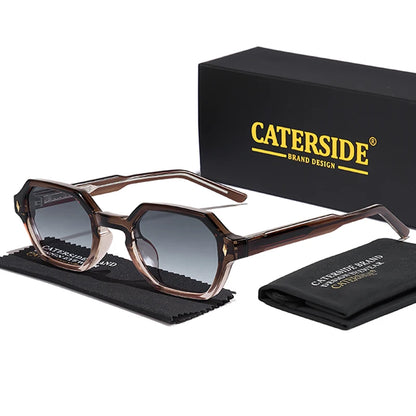 CATERDIDE Ochelari de soare retro poligonali pentru bărbați, cu design personalizat, ramă pătrată, ochelari de soare pentru femei, petreceri, călătorii și vacanțe