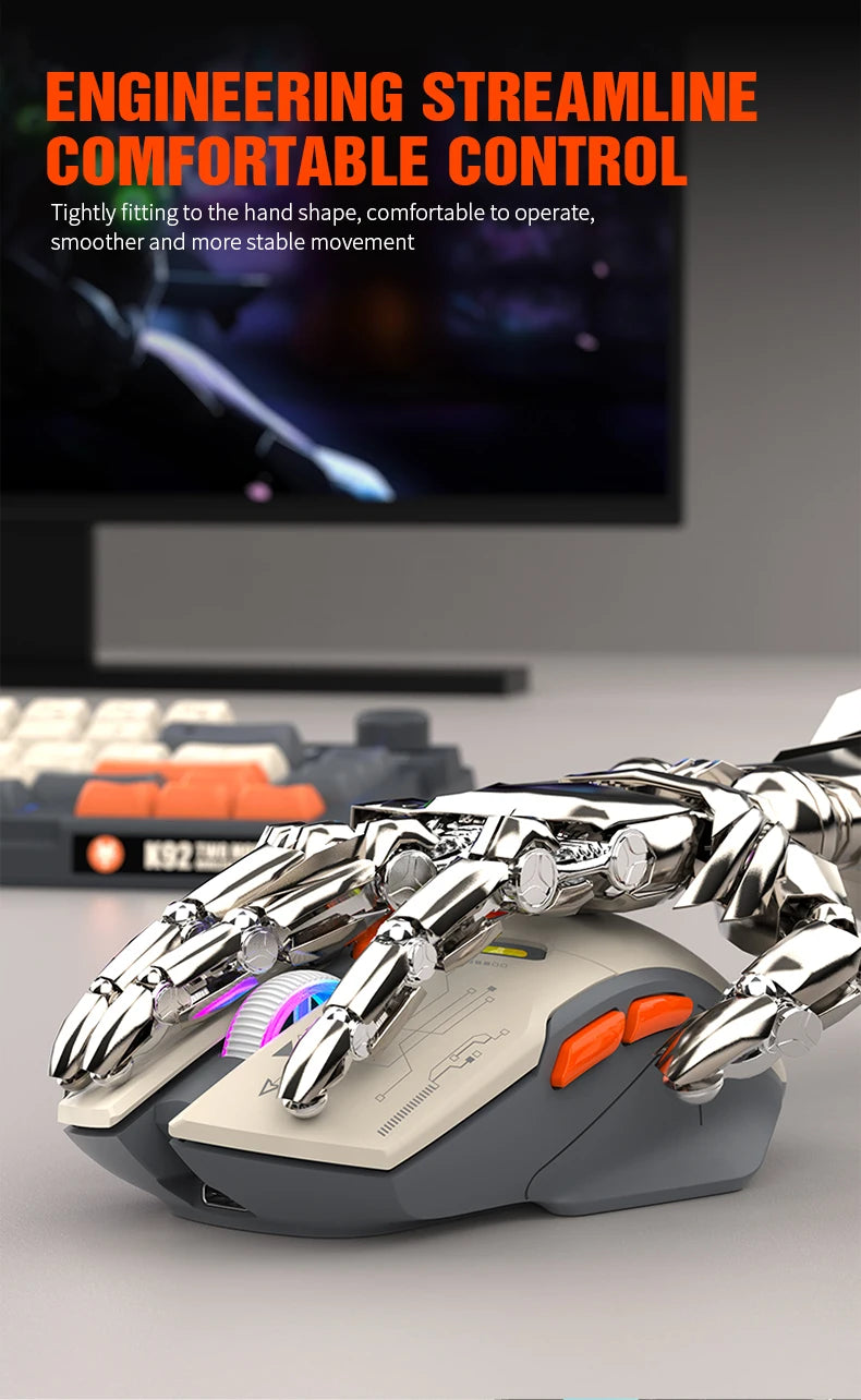 XUNSVFOX H2 Wireless Bluetooth Dual-Mode Mouse with RGB Lighting Effect for Laptop Gaming and Office, Magnetic Charging