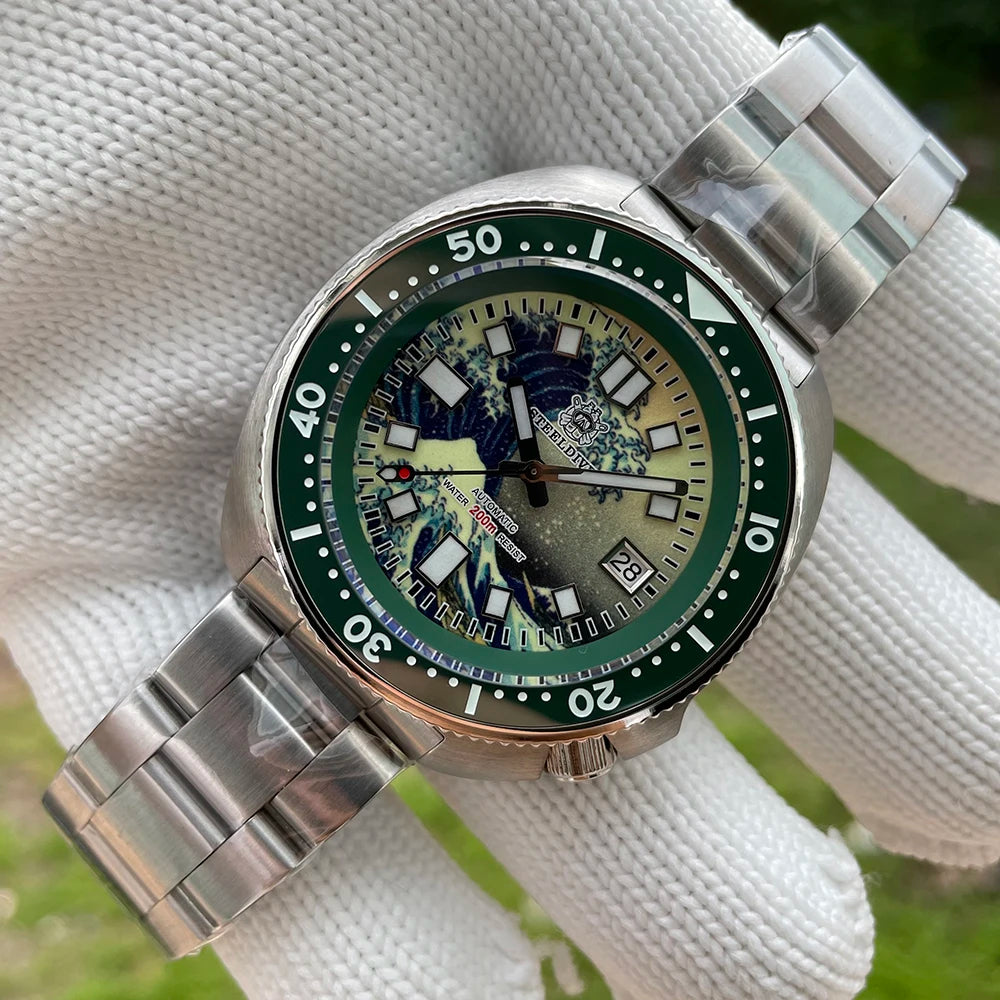 STEELDIVE SD1970J Kanagawa Turtle Full Luminous Dial Ceramic Bezel NH35 Automatic STEELDIVE Official Store Men's Dive Watch