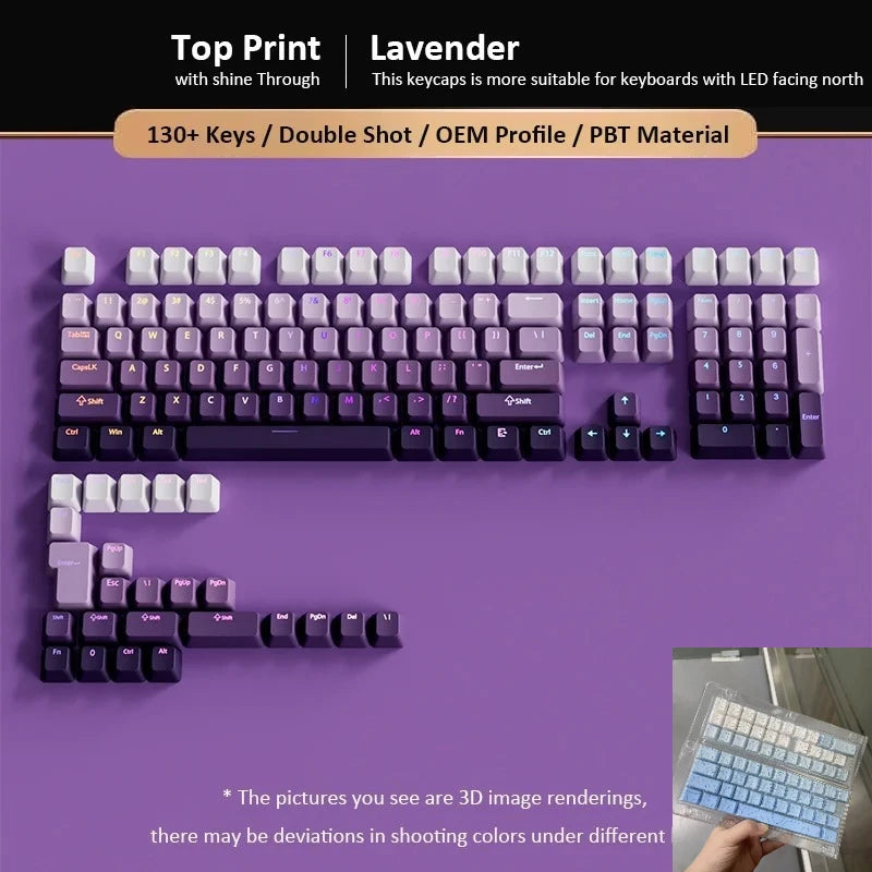 133+ Keys OEM Profile Gradient Keycaps For Cherry MX Switch Mechanical Gamer Keyboard PBT backlit RGB Keycap ISO Layout Key caps