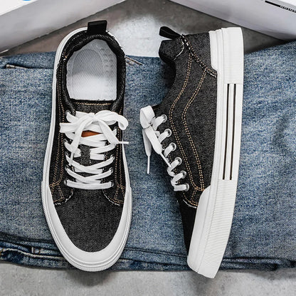 Personalized Spring and Autumn New Men's Shoes, Korean Style Fashionable Large Size Low-Top Casual Shoes, Denim Single Shoes, Versatile Sneakers
