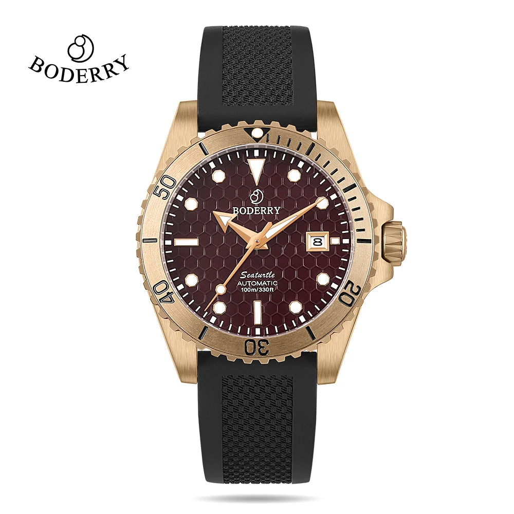 Boderry Bronze Watch Seaturtle Titanium Diver Luxury Wristwatch Automatic Mechanical Wristwatch Sport 200M Waterproof Luminous
