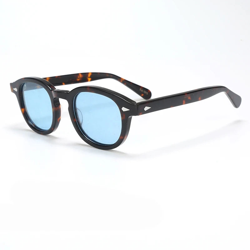 Ochelari de soare polarizați pentru bărbați și femei, stil Johnny Depp Lemtosh, ochelari de soare retro cu ramă rotundă din acetat și lentile UV400, Oculos