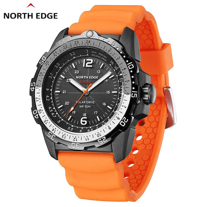 NORTH EDGE EVOQUE 2 Men Digital Military Watch Waterproof 50M Men's Sport Wristwatches Solar Power Luminous Enviormentally Clock