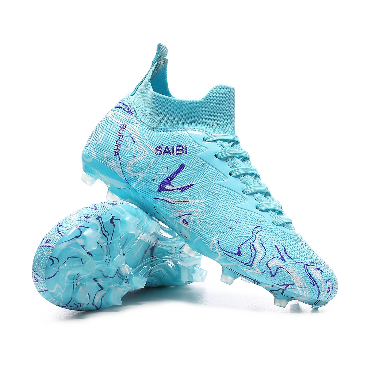 Chaussures de football montantes 2026 avec crampons FG longs et crampons TF, adaptées aux hommes et aux femmes, respirantes et antidérapantes