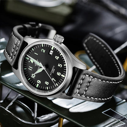 ADDIESDIVE Men's Automatic Mechanical Diving Watch 200m Waterproof C3 Ultra Bright Men's Watch Men's Leather Retro Watch AD2519
