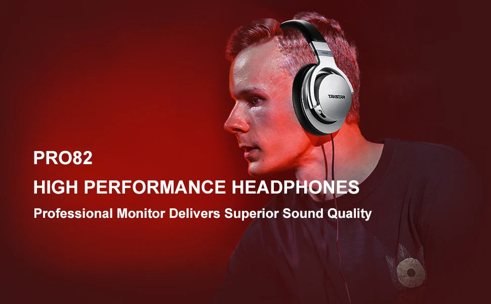 Auscultadores de Monitorização Profissional Takstar PRO82 – Headset de Estúdio HiFi Estéreo com Fio para Gravação, Gaming e Som de Precisão com Graves Ajustáveis