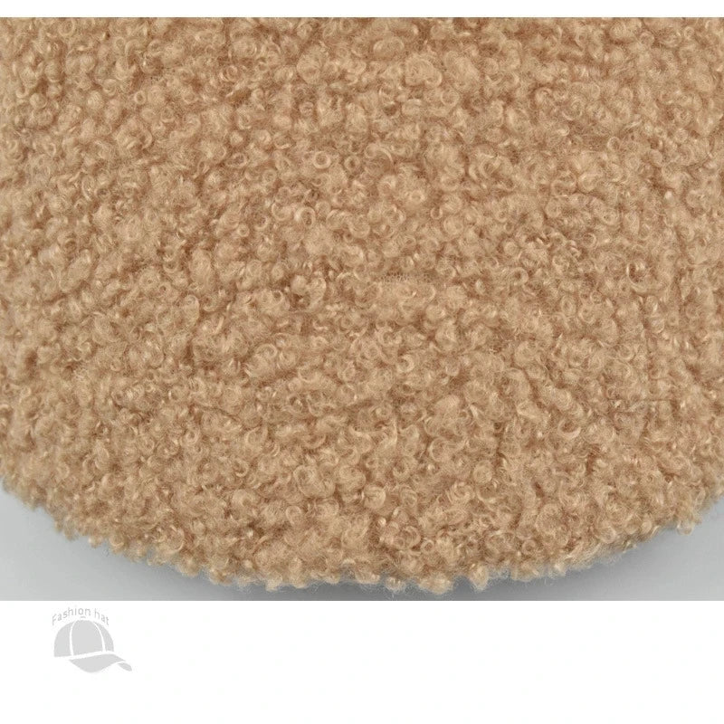 Winter Solid Color M-Label Lamb Wool Baseball Cap for Women, Outdoor Warm Casual Fashion Versatile Plush Duckbill Cap