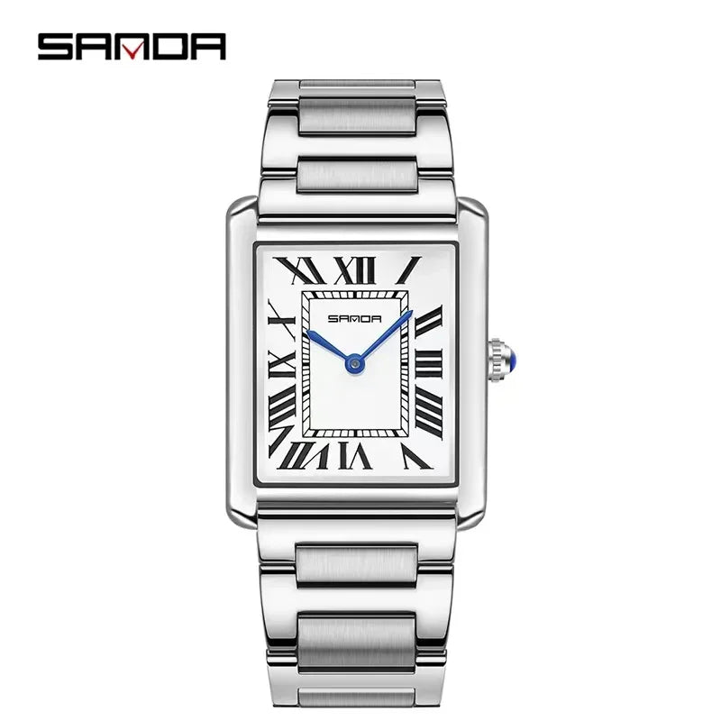 SANDA 9031/1108 Sport Casual Women Men Quartz Watches Reloj Luxury Couple Watch Resistant Leather Strap Square Dial Waterproof