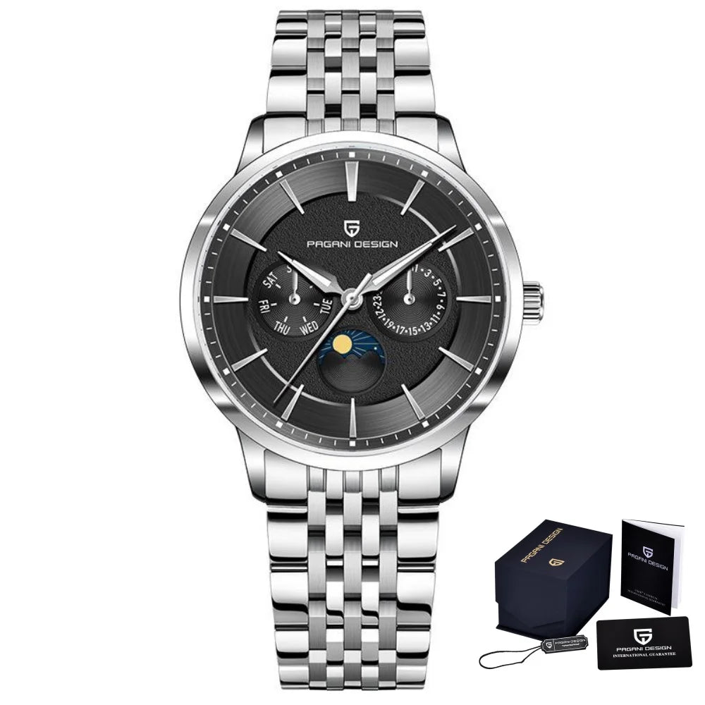 Pagani Design 40mm Multifunctional Men's Quartz Watch Japan Movt Moon Phase 100m Waterproof Sapphire Glass Wristwatches For Man