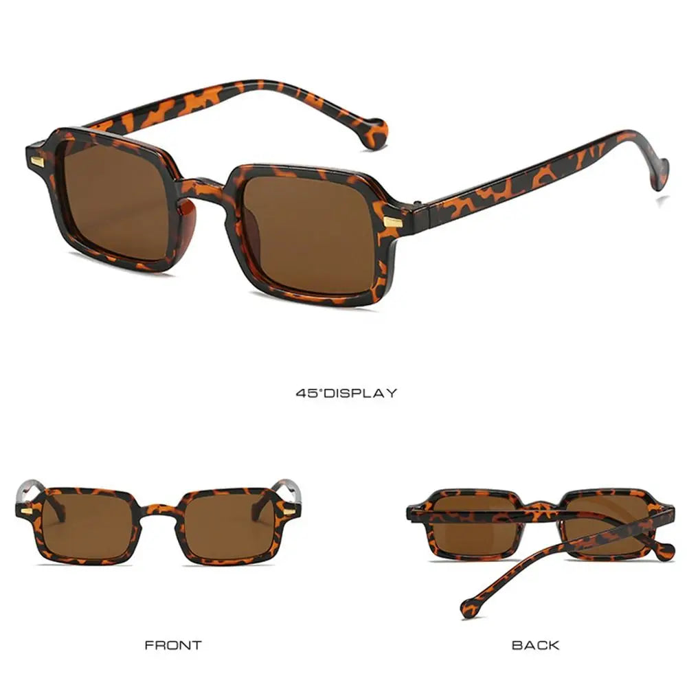 Ochelari de soare Fashion Square pentru femei, model nou retro cu nituri decorative; ochelari de soare pentru bărbați, model leopard albastru, cu lentile degradate, protecție UV400