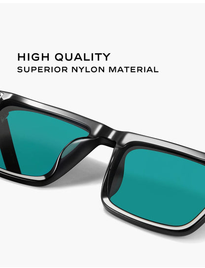Ochelari de soare polarizați CAPONI din nailon, cu rame din acetat, design pătrat și plat, pentru bărbați, protecție UV400, lentile negre CP7499