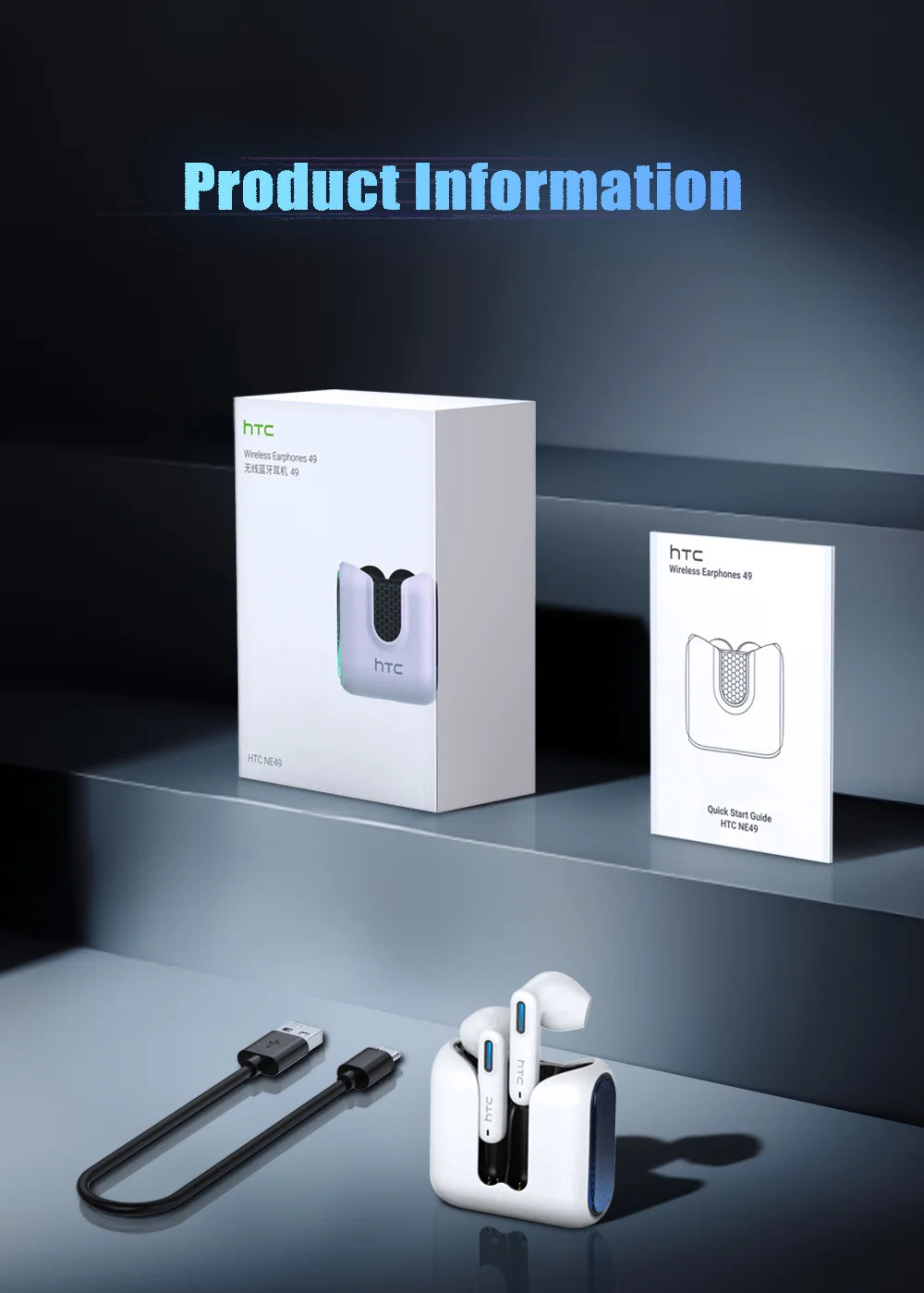 HTC NE49 6.0 True Wireless Earbuds Gaming HiFi Deep Bass Lightweight Cool Design IPX5 Waterproof Choice