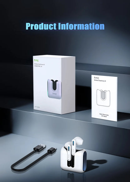 HTC NE49 6.0 True Wireless Earbuds Gaming HiFi Deep Bass Lightweight Cool Design IPX5 Waterproof Choice