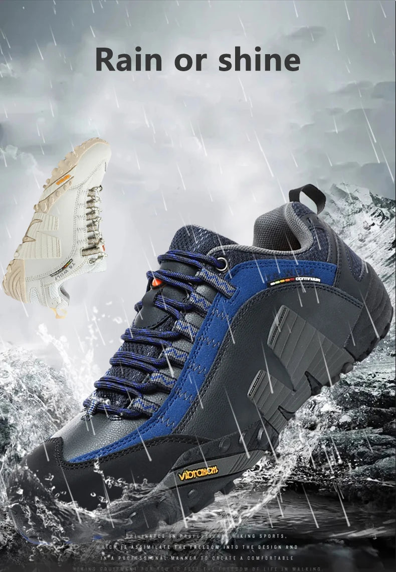 Mountaineering Shoes Men's Genuine Leather Outdoor Sports Anti-Slip Mountaineering Hiking Shoes Breathable Tourism Shoes