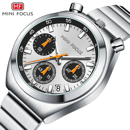 MINI FOCUS Women’s Luxury Quartz Watch – Stainless Steel Strap, Multifunction Dial & Luminous Design