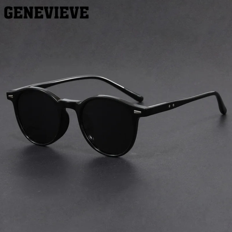 GENEVIEVE Ochelari de soare polarizați pentru femei și bărbați, cu design simplu, geometric, cu ramă rotundă, protecție UV, prescripție personalizabilă 1080