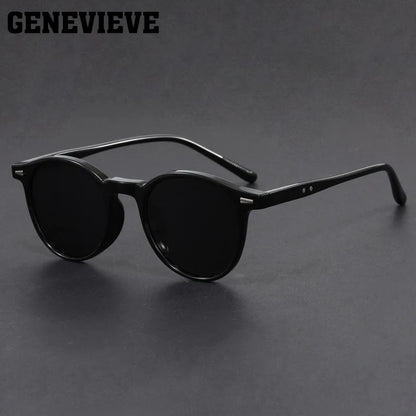 GENEVIEVE Ochelari de soare polarizați pentru femei și bărbați, cu design simplu, geometric, cu ramă rotundă, protecție UV, prescripție personalizabilă 1080
