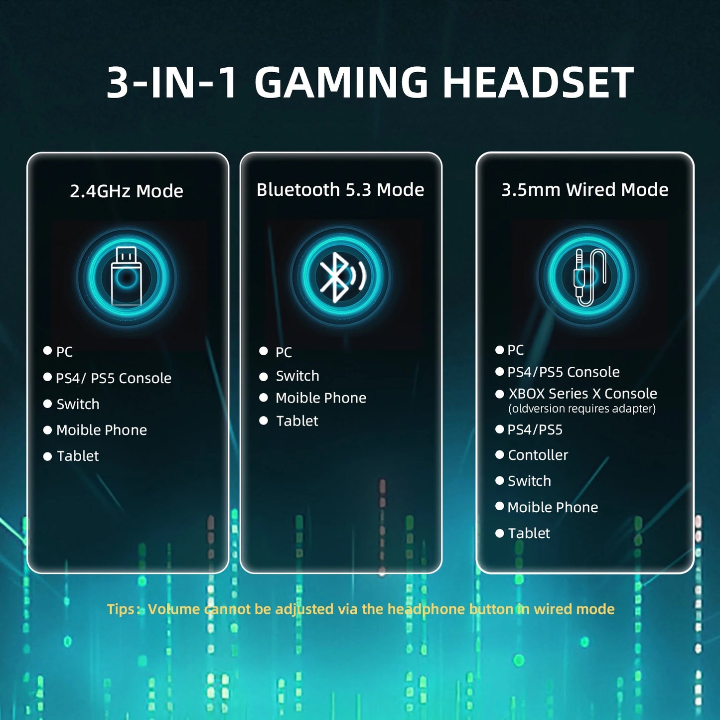 ATTACK SHARK L80PRO 3-in-1 Gaming Headset – Low Latency Wireless Bluetooth Headphones with Dual Microphone, 40mm Hi-Fi Sound & Stable Connection Gaming Headset