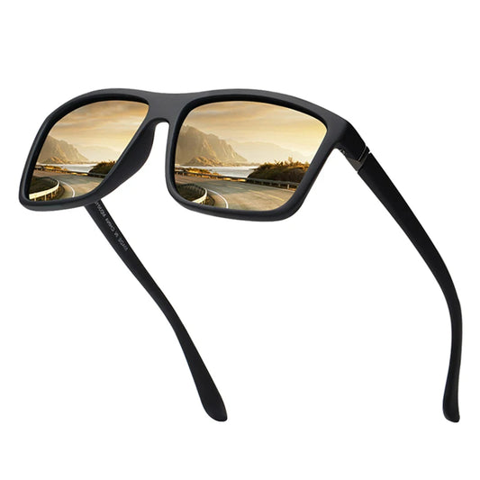 Classic Black Square Polarized Sunglasses Men Fashion Mirror Blue Sun Glasses Unisex Vintage Anti Glare Driving Shades UV400
