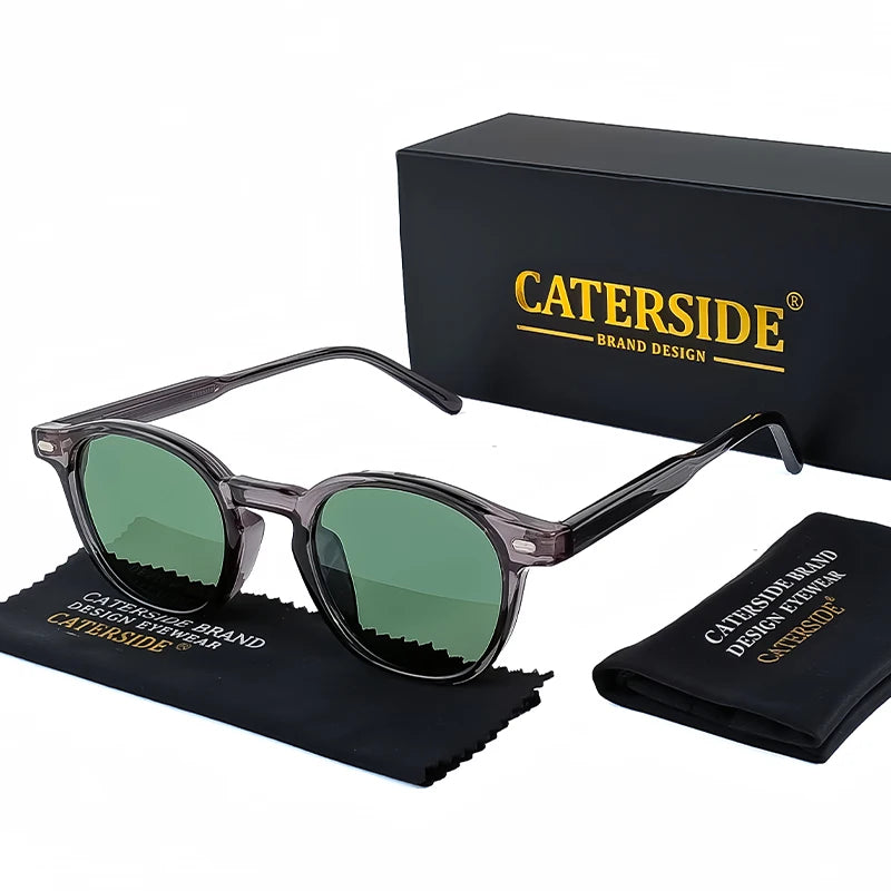 Ochelari de soare rotunzi polarizați Catside pentru bărbați, ramă TR, inserție centrală, brațe, set de ochelari de soare pentru femei, stil retro, pentru șofat, pescuit, punk, protecție UV400