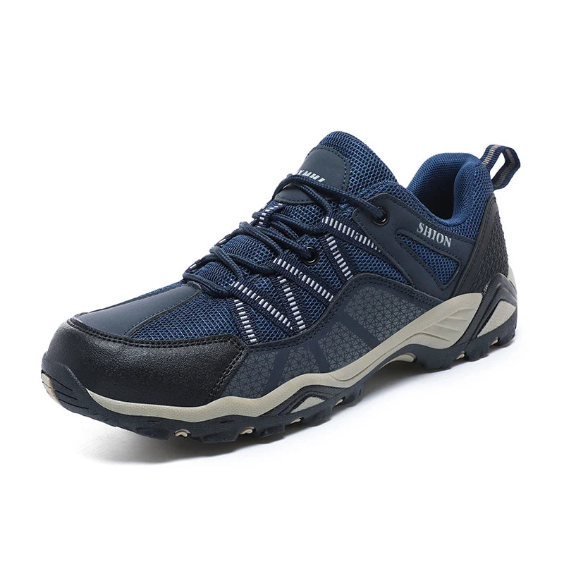 Sapatos de caminhada de marca para homem em malha respirável, calçado de viagem outdoor impermeável para caça e pesca, sapatos desportivos de montanha, todo-o-terreno e equitação