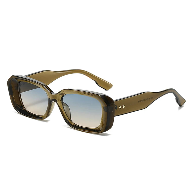 Ochelari de soare retro pătrați SHAUNA pentru femei, cu nituri, nuanțe degradate, protecție UV400, pentru bărbați, verzi și roz