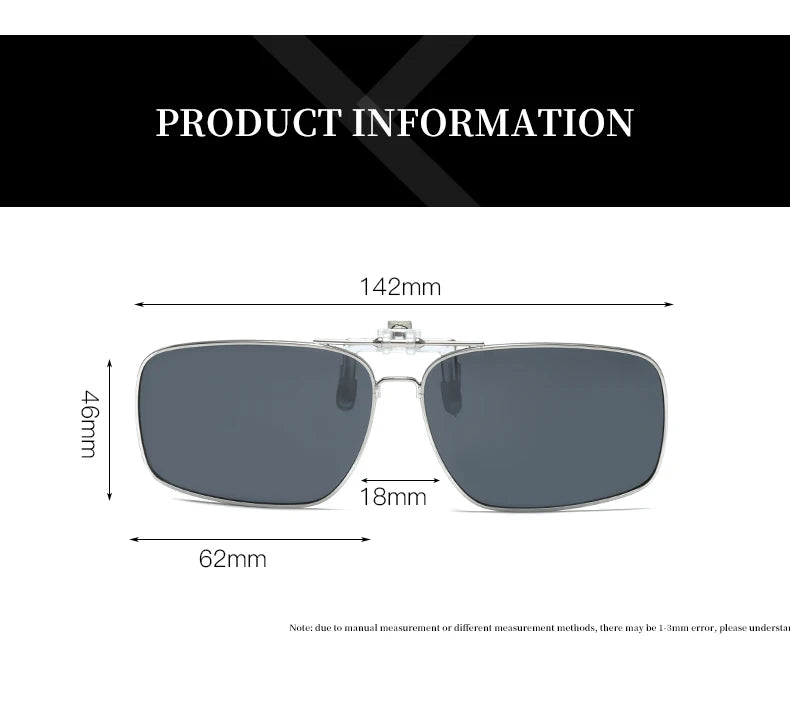 Ochelari de soare REXXAR pentru bărbați, cu clemă metalică, ochelari polarizați UV400, ochelari de soare pătrați pentru femei, cu vedere nocturnă, pentru șofat
