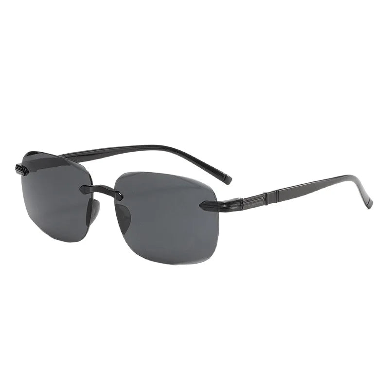 Ochelari de soare vintage, fără ramă, cu margini tăiate, ochelari de soare de designer, ochelari de soare de lux maro și verzi, UV400, pentru bărbați și femei