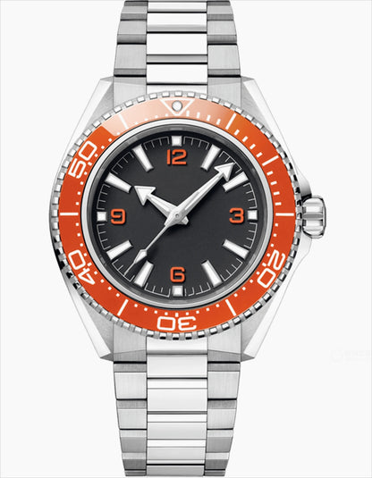 Customized Luxury Mens Sports Black Blue Ceramic Bezel Automatic Mechanical Watch Stainless Steel Orange Rubber Watches 42mm