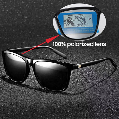 VIVIBEE Ochelari de soare polarizați de lux, pătrați, pentru bărbați, cu lentile oglindă albastre, clasici, unisex, la modă, pentru femei