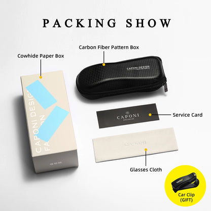 Ochelari de soare polarizați CAPONI din nailon, cu rame din acetat, design pătrat și plat, pentru bărbați, protecție UV400, lentile negre CP7499