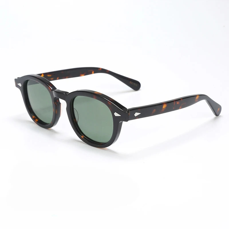 Ochelari de soare polarizați pentru bărbați și femei, stil Johnny Depp Lemtosh, ochelari de soare retro cu ramă rotundă din acetat și lentile UV400, Oculos