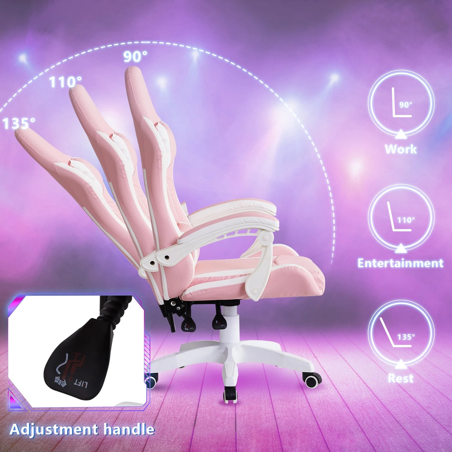 Ergonomic Racing Gaming Chair with Headrest, Lumbar Support, Height Adjustable Chair