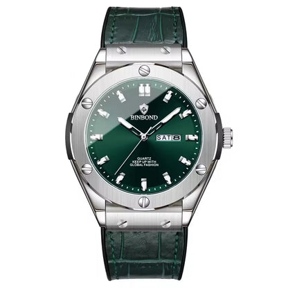 Men’s watch, casual style, leather strap, automatic or quartz model, luxury accessory, ideal gift idea, trendy wristwatch.