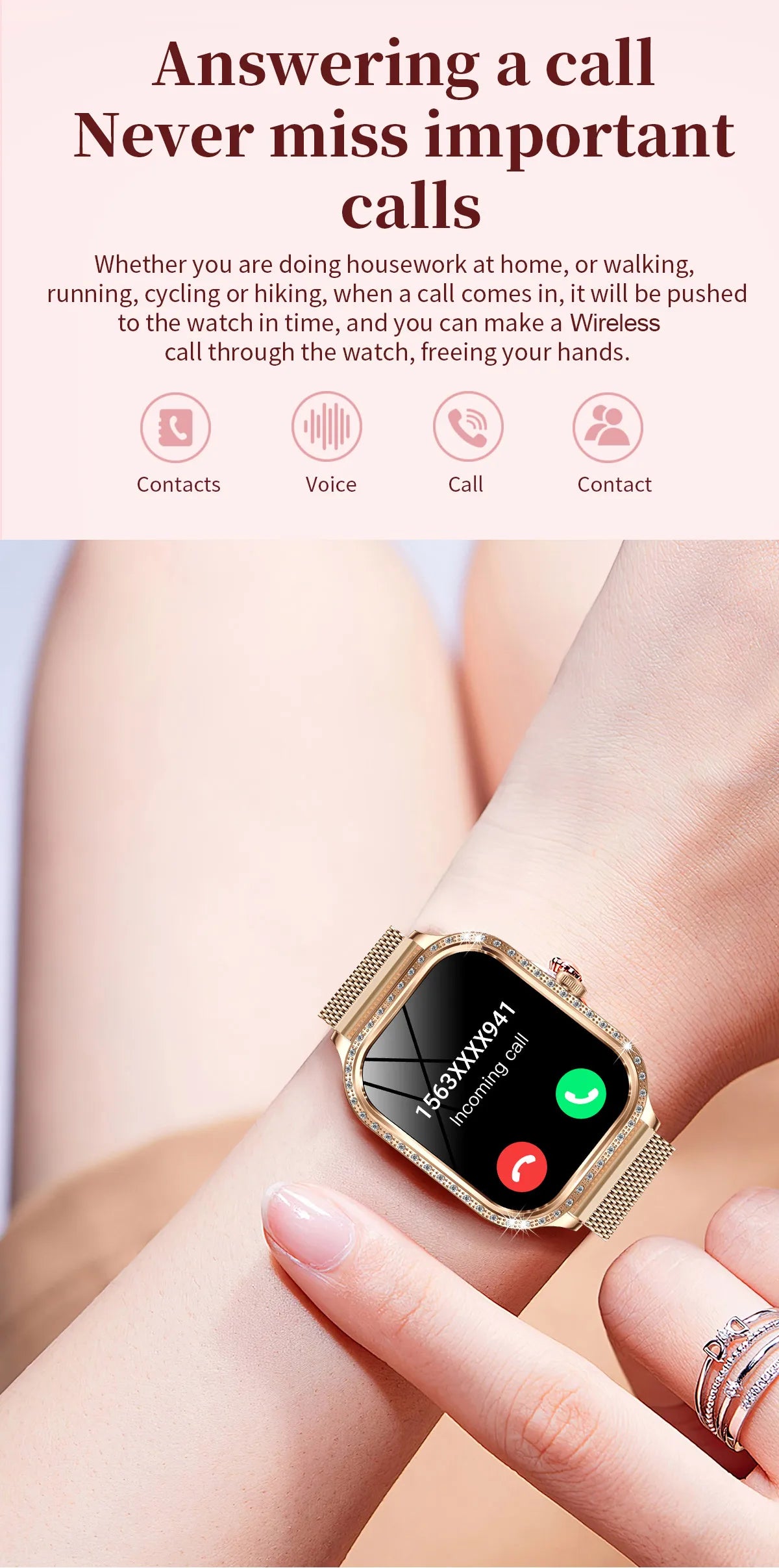 LIGE New Luxury Smart Watch Heart Rate Monitor Fashion Ladies Bracelet 2024 Bluetooth Call Smartwatch Womoen For Android IOS
