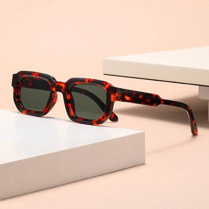 Ochelari de soare pătrați cu ramă mică, protecție UV, stil punk, pentru femei, cu imprimeu leopard, UV400, ochelari retro, pentru fotografie