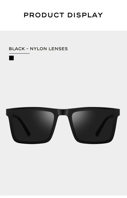 Ochelari de soare polarizați CAPONI din nailon, cu rame din acetat, design pătrat și plat, pentru bărbați, protecție UV400, lentile negre CP7499