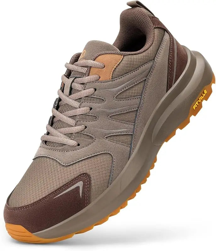 FitVille Extra Wide Sneakers For Men Hiking Walking Shoes Wide Toe Box Lightweight Running Shoe For Flat Feet With Arch Support