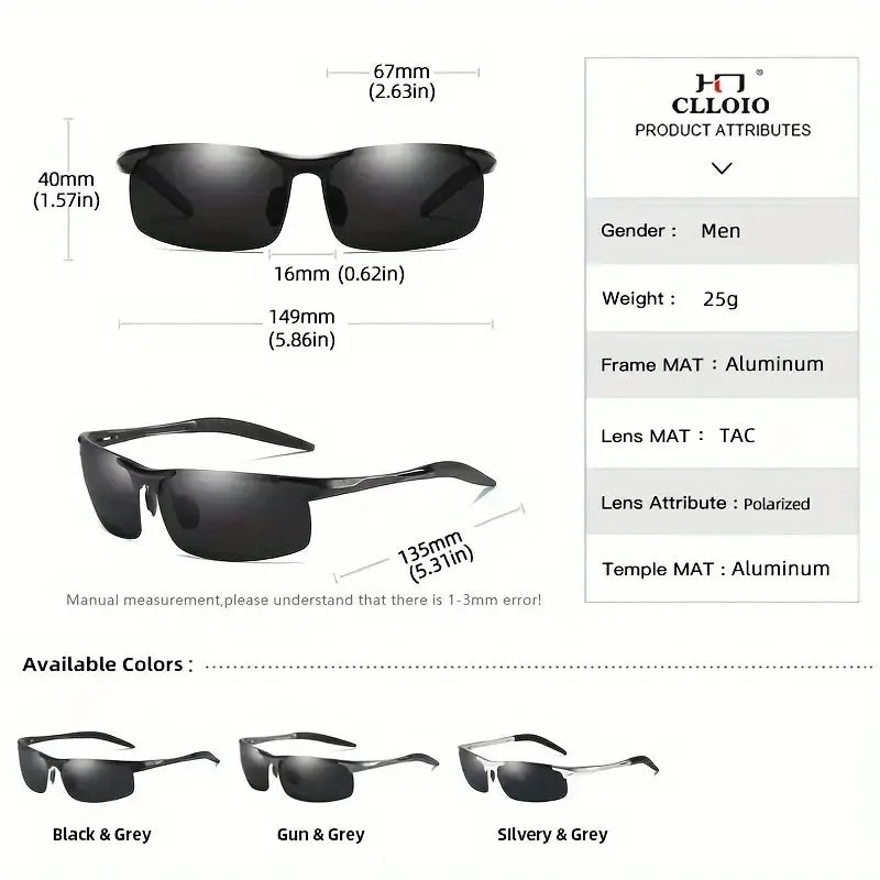 Ochelari de soare polarizați pentru bărbați marca CLLOIO, ramă din aluminiu, UV400, anti-orbire, ochelari de soare pentru bărbați, ochelari de condus, fără ramă, Oculos De Sol