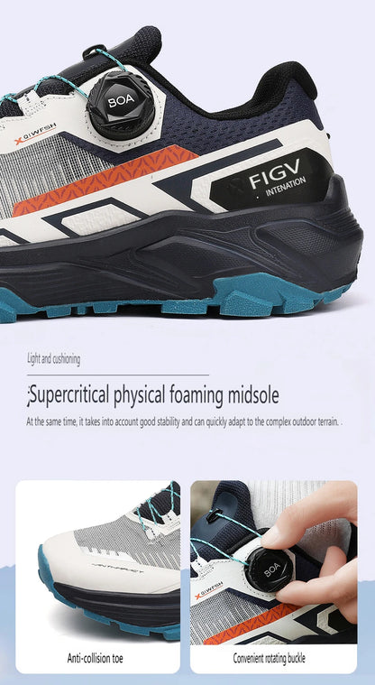 Zapatillas de running para hombre de primavera y verano, calzado de senderismo para exteriores, zapatillas de trail resistentes al desgaste con cierre BOA, transpirables, de estilo deportivo y casual