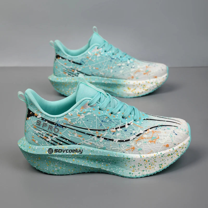 Men's Running Shoes Carbon Plate Marathon Cushion Men's Sports Breathable Lightweight Women's Comfortable Athletic Non-slip Sneakers