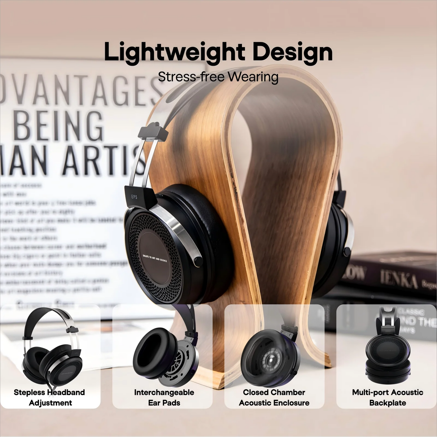 SIMGOT EP5 kabelgebundene Hochleistungs-Kopfhörer mit dynamischem 50mm-Treiber – HiFi-Gaming-Headset, niedrige Impedanz, hohe Empfindlichkeit, 7.1 Surround Sound