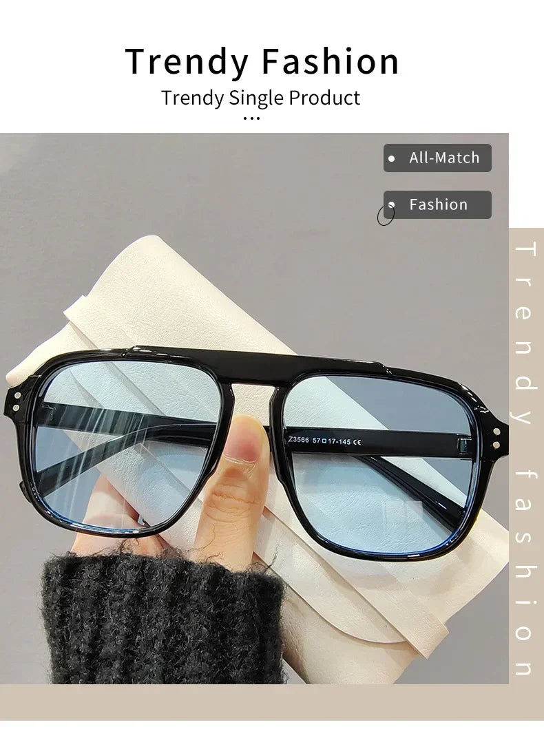 Ochelari de soare la modă pentru femei și bărbați, ochelari de soare cu ramă dublă, stil vintage, pentru activități în aer liber, călătorii și conducere, cu protecție UV400