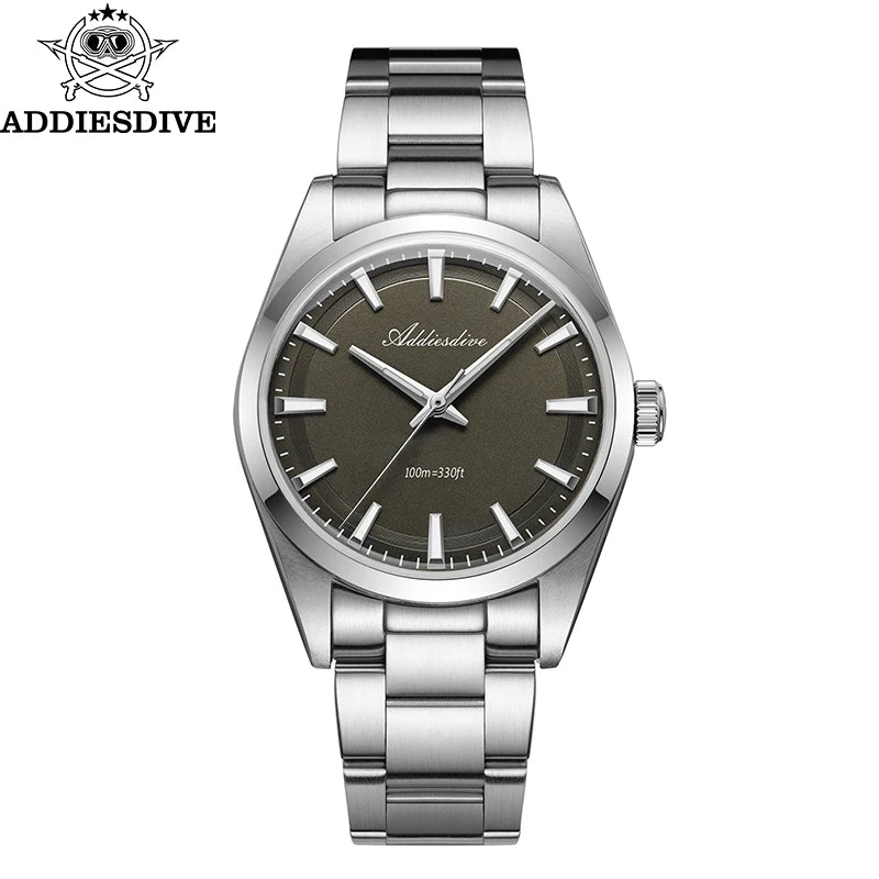 ADDIESDIVE Luxury Men's Steel Watch Bubble Mirror Glass Quartz Watch BGW9 Blue Luminous 100ATM Analog Watch Reloj Hombre AD2066