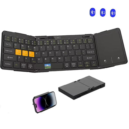 Folding Travel Keyboard with Touchpad &Display,Foldable Bluetooth Keyboard for Windows iOS Android,Multi Device Keyboard