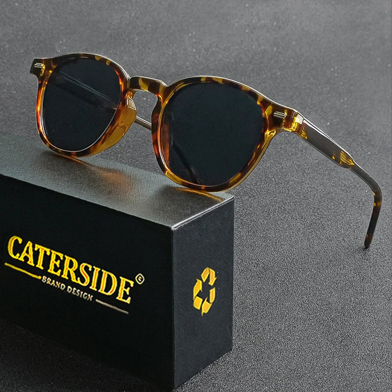 Ochelari de soare rotunzi polarizați Catside pentru bărbați, ramă TR, inserție centrală, brațe, set de ochelari de soare pentru femei, stil retro, pentru șofat, pescuit, punk, protecție UV400