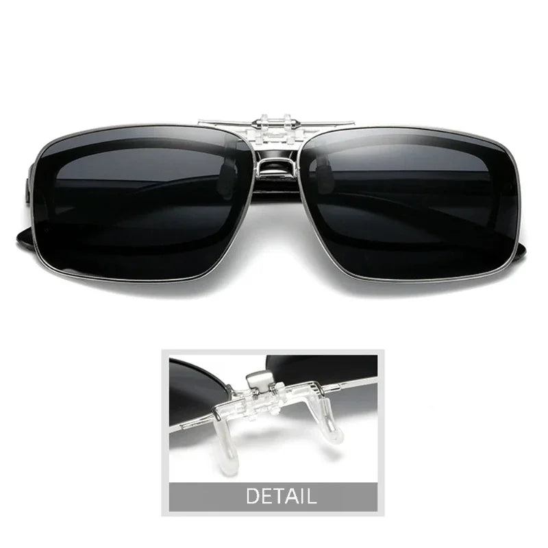 Ochelari de soare REXXAR pentru bărbați, cu clemă metalică, ochelari polarizați UV400, ochelari de soare pătrați pentru femei, cu vedere nocturnă, pentru șofat