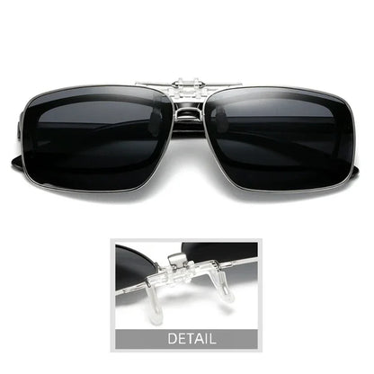 Ochelari de soare REXXAR pentru bărbați, cu clemă metalică, ochelari polarizați UV400, ochelari de soare pătrați pentru femei, cu vedere nocturnă, pentru șofat