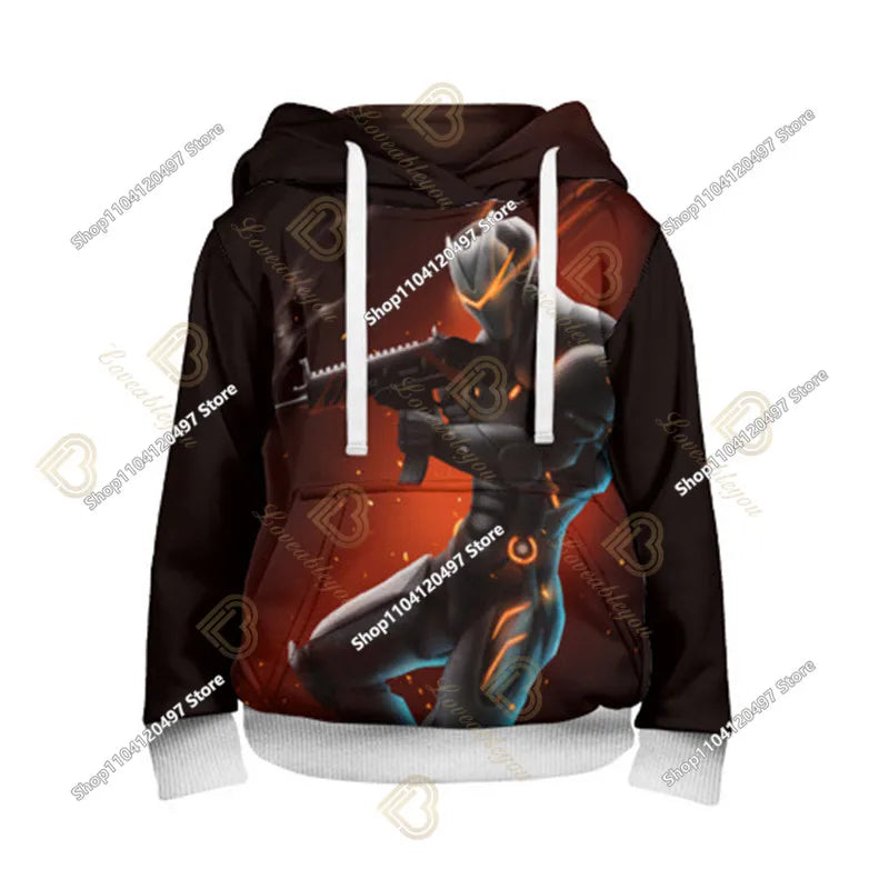 Sweatshirt med Fortnite-tryck för barn 2-14Y, huvtröja för pojkar och flickor, Harajuku-modejacka, barnkläder för spel och cosplaykostym